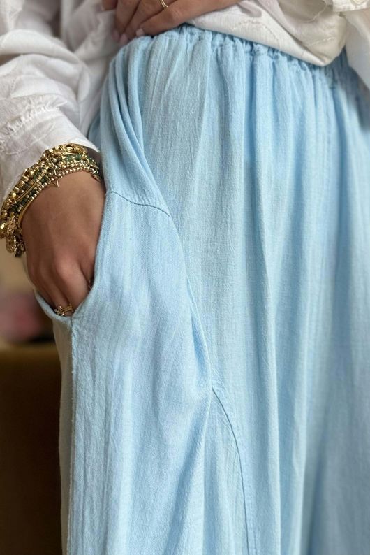 Noa Linen Blend Sia Barrel Trouser Baby Blue